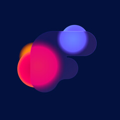 F letter logo in Glass morphism style. Vector multicolor translucent icon on black background.