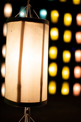 Background picture of multi colored paper lantern in night