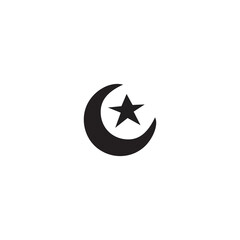 Fototapeta premium illustration vector graphic of moon and star on white background.