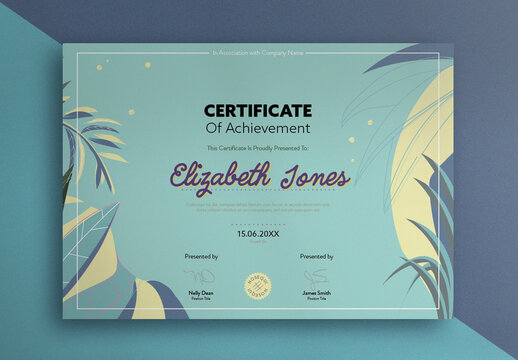 Certificate with Leaf Illustration