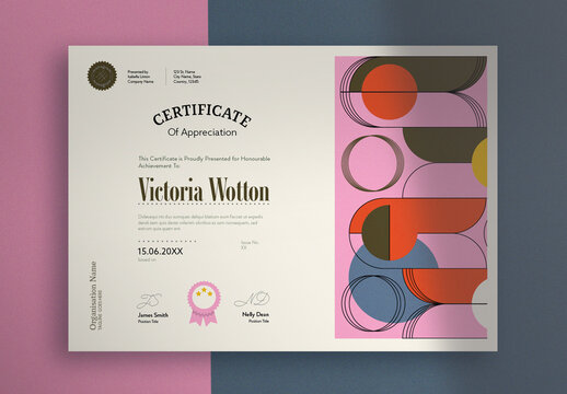 Certificate with Geometric Illustration