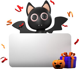 3d illustrator of halloween bat card template