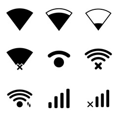 wireless network icon set vector. simple flat shape