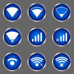 wireless network icon vector with blue circle frame