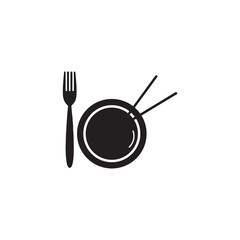 illustration vector graphic of plate with fork and chopstick