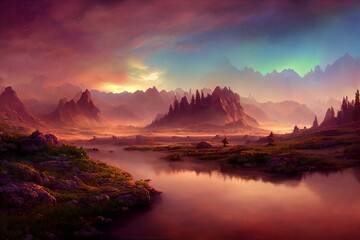 Fototapeta na wymiar Beautiful fantasy landscape