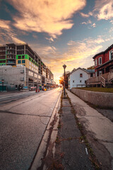 Down town barrie street condo being built sunset golden hour 
