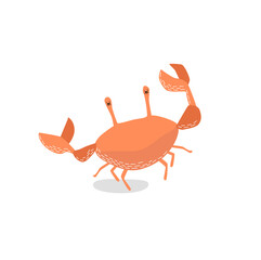 Cute crab. Sea animal. Little cute crab. Funny cartoon character.