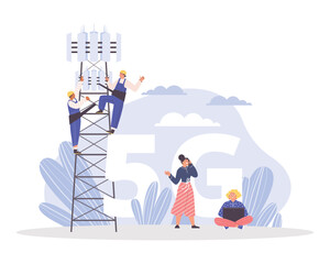 5G internet connection technology banner flat vector illustration isolated.