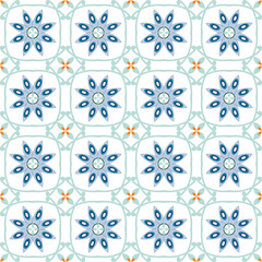 Abstract Geometric Traditional Ethnic Flowers Seamless Tile Pattern Indian Style Trending Retro Chic Design Stylish Colors