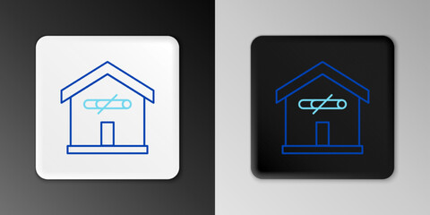 Line No smoking at home icon isolated on grey background. Area no smoking house. Colorful outline concept. Vector