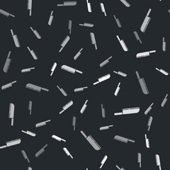 Grey Knife icon isolated seamless pattern on black background. Cutlery symbol. Vector
