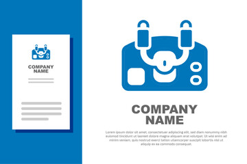 Blue Aircraft steering helm icon isolated on white background. Aircraft control wheel. Logo design template element. Vector