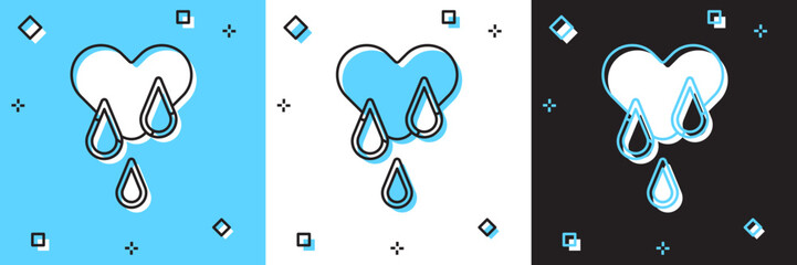 Set Blood donation icon isolated on blue and white, black background. Vector