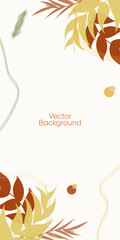 Abstract leaves vector modern stories backgroundfor halloween and thanksgiving. Pastel background for holidays stories.