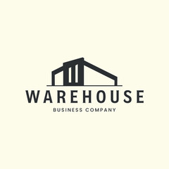 warehouse with vintage style logo vector illustration design, storeroom logo design