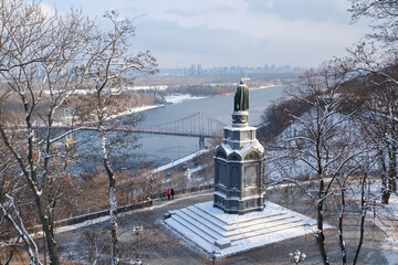 Statue of Vladimir the Great over cityscape