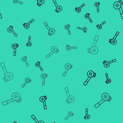 Black line Leaf garden blower icon isolated seamless pattern on green background. Vector