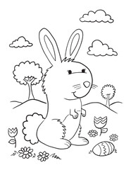 Schattige konijntjes kleurplaat vectorillustratie kunst