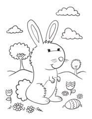Gardinen Cute Bunny Rabbit Malvorlagen Vektor Illustration Art © Blue Foliage