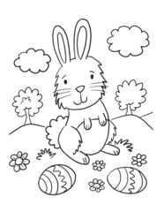 Gardinen Cute Easter Bunny Rabbit Coloring Book Page Vector Illustration Art © Blue Foliage