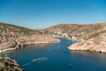 Fototapeta na wymiar Panorama of the Balaklava bay. View from Cape Kuron, Crimea