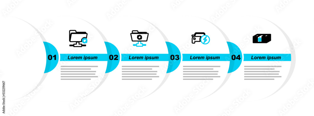 Poster set line paper money dollars cash, electric car, ftp sync refresh and icon. vector