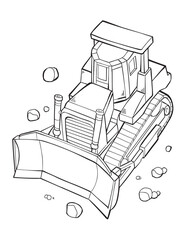 Bulldozer Bau Malbuch Seite Vektor Illustration Art