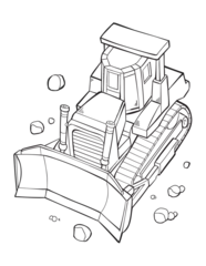 Plaid avec motif Dessin animé Bulldozer Construction Coloriage Livre Page Illustration Vectorielle Art