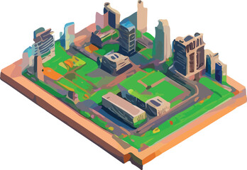 Vector isometric low poly city