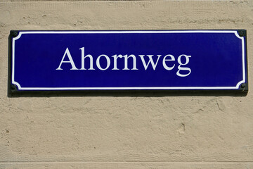 Emailleschild Ahornweg