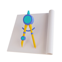 3D illustration period and paper