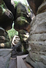 sandstone rock formation, Błędne Skały, Stołowe Mountains, Poland