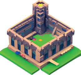 Vector isometric low poly city