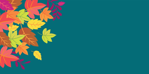 leaves background - Autumn design - line art style