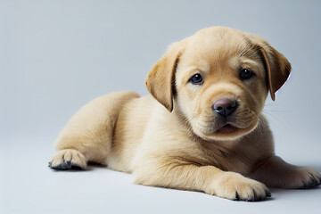 Cute labrador dog puppy in studio