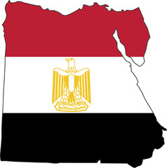 Egypt map city color of country flag.