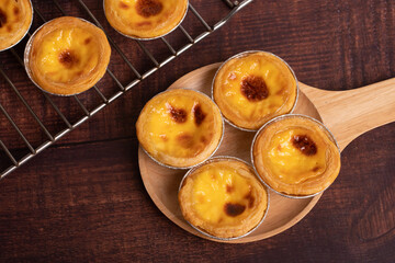 Egg tarts. homemade egg tart dessert.traditional Portuguese dessert