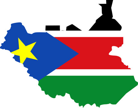 recommend clip art: South Sudan map city color of country flag.