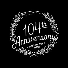 104 years anniversary celebrations design template. 104th logo. Vector and illustrations.
