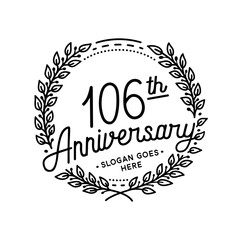 106 years anniversary celebrations design template. 106th logo. Vector and illustrations.
