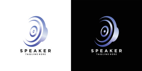 speaker sound system logo design with creative concept premium vector