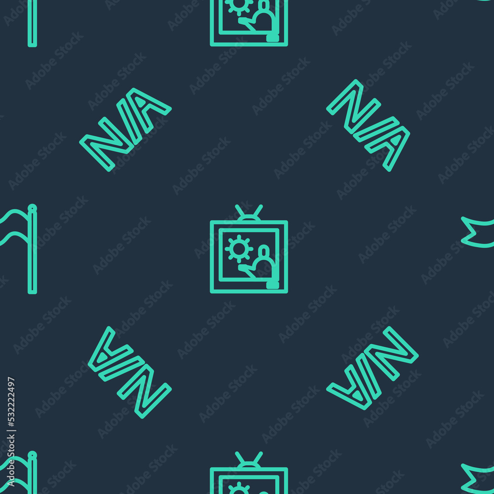 Poster set line weather forecast, not applicable and meteorology windsock wind vane on seamless pattern. ve