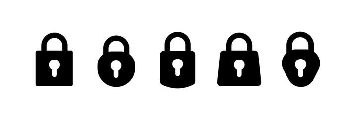 locked icon set isolated on white background. Vector illustration.
