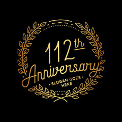 112 years anniversary celebrations design template. 112th logo. Vector and illustrations.

