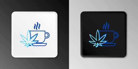 Line Cup tea with marijuana or cannabis leaf icon isolated on grey background. Marijuana legalization. Hemp symbol. Colorful outline concept. Vector
