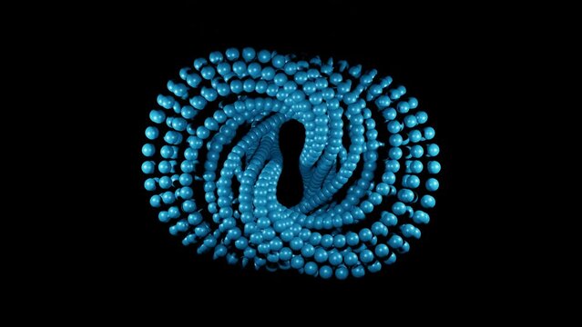 Abstract satisfying 3d geometric background loop. Modern motion design animation. Pattern of balls spinning around 4k seamless looped 3d render animation video.	
