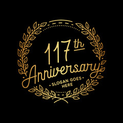 117 years anniversary celebrations design template. 117th logo. Vector and illustrations.
