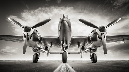 historical aircraft on a runway ready for take off