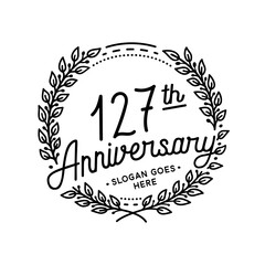 127 years anniversary celebrations design template. 127th logo. Vector and illustrations.

